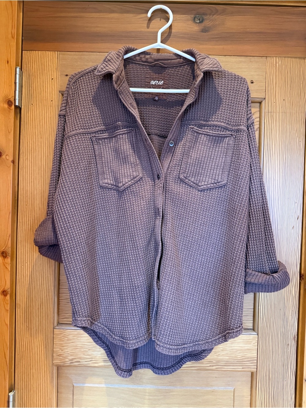 Aerie Woman’s Waffle Knit Shirt  in brown